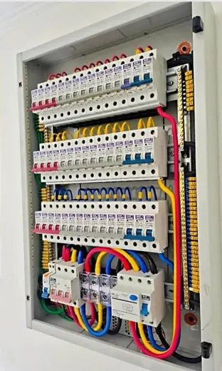 Tableau finalisé avec peignes et borniers – électricité